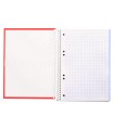 Cuaderno espiral liderpapel a5 micro crafty tapa forrada 120h 90 gr cuadro 5mm 5 bandas6 taladros color rojo