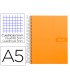 Cuaderno espiral liderpapel a5 micro crafty tapa forrada 120h 90 gr cuadro 5mm 5 bandas6 taladros color naranja