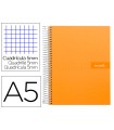 Cuaderno espiral liderpapel a5 micro crafty tapa forrada 120h 90 gr cuadro 5mm 5 bandas6 taladros color naranja