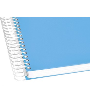 Cuaderno espiral liderpapel a5 micro crafty tapa forrada 120h 90 gr cuadro 5mm 5 bandas6 taladros color celeste