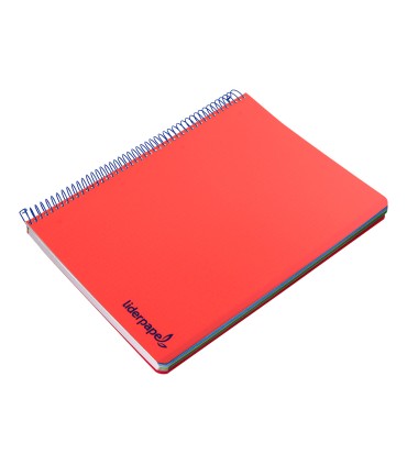 Cuaderno espiral liderpapel a5 micro wonder tapa plastico 120h 90g cuadro 5mm 5 bandas 6 taladros color rojo