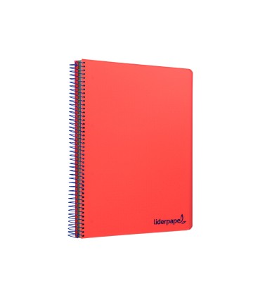 Cuaderno espiral liderpapel a5 micro wonder tapa plastico 120h 90g cuadro 5mm 5 bandas 6 taladros color rojo