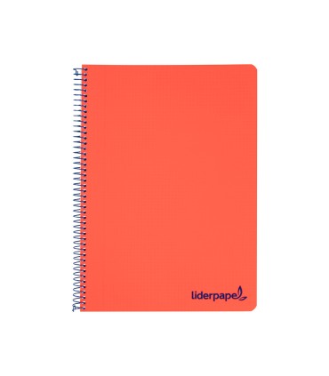 Cuaderno espiral liderpapel a5 micro wonder tapa plastico 120h 90g cuadro 5mm 5 bandas 6 taladros color rojo