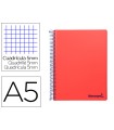 Cuaderno espiral liderpapel a5 micro wonder tapa plastico 120h 90g cuadro 5mm 5 bandas 6 taladros color rojo