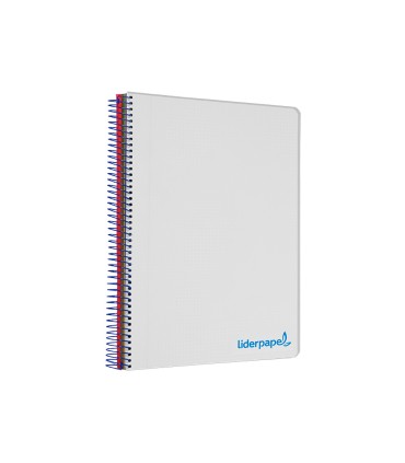 Cuaderno espiral liderpapel a5 micro wonder tapa plastico 120h 90g cuadro 5mm 5 bandas 6 taladros color gris