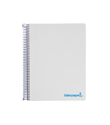 Cuaderno espiral liderpapel a5 micro wonder tapa plastico 120h 90g cuadro 5mm 5 bandas 6 taladros color gris