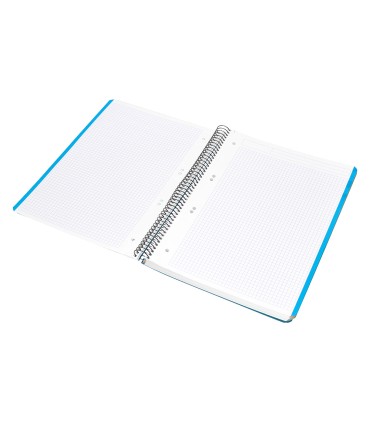 Cuaderno espiral liderpapel a5 micro wonder tapa plastico 120h 90g cuadro 5mm 5 bandas 6 taladros color azul marino