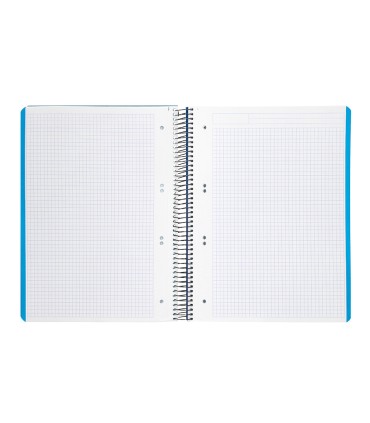 Cuaderno espiral liderpapel a5 micro wonder tapa plastico 120h 90g cuadro 5mm 5 bandas 6 taladros color azul marino