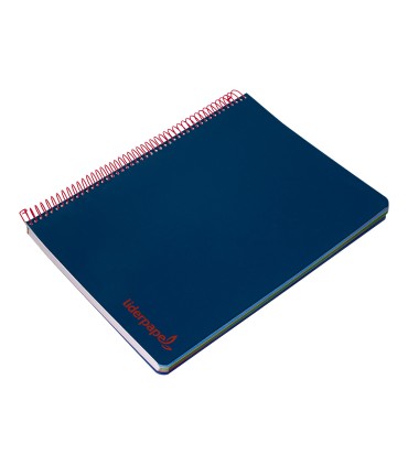 Cuaderno espiral liderpapel a5 micro wonder tapa plastico 120h 90g cuadro 5mm 5 bandas 6 taladros color azul marino