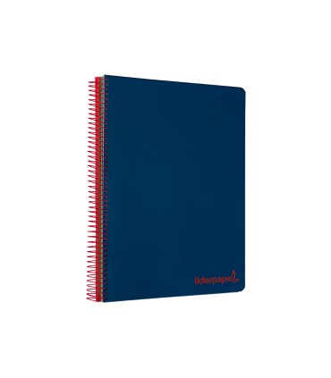 Cuaderno espiral liderpapel a5 micro wonder tapa plastico 120h 90g cuadro 5mm 5 bandas 6 taladros color azul marino