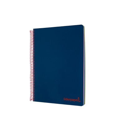 Cuaderno espiral liderpapel a5 micro wonder tapa plastico 120h 90g cuadro 5mm 5 bandas 6 taladros color azul marino