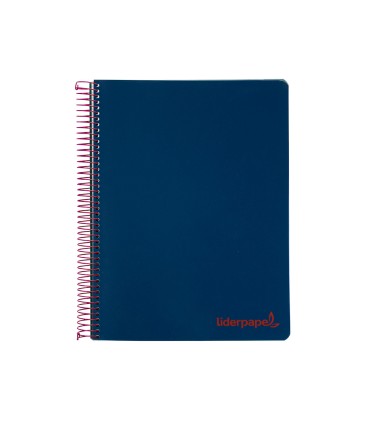 Cuaderno espiral liderpapel a5 micro wonder tapa plastico 120h 90g cuadro 5mm 5 bandas 6 taladros color azul marino