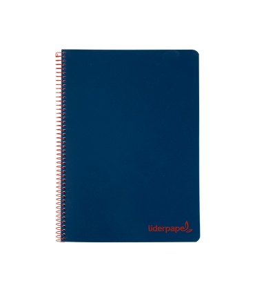 Cuaderno espiral liderpapel a5 micro wonder tapa plastico 120h 90g cuadro 5mm 5 bandas 6 taladros color azul marino