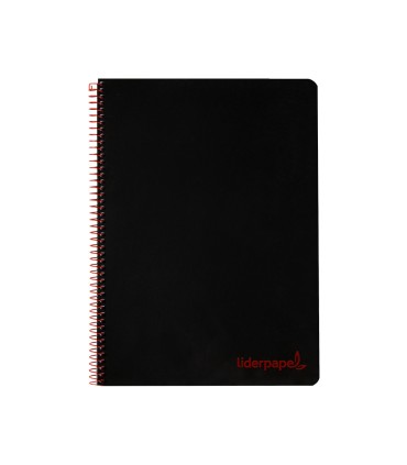 Cuaderno espiral liderpapel a5 micro wonder tapa plastico 120h 90g cuadro 5mm 5 bandas 6 taladros color negro