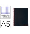 Cuaderno espiral liderpapel a5 micro wonder tapa plastico 120h 90g cuadro 5mm 5 bandas 6 taladros color negro