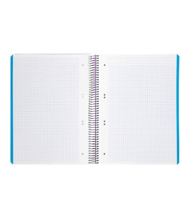 Cuaderno espiral liderpapel a5 micro wonder tapa plastico 120h 90g cuadro 5mm 5 bandas 6 taladros color violeta