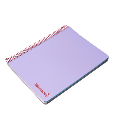 Cuaderno espiral liderpapel a5 micro wonder tapa plastico 120h 90g cuadro 5mm 5 bandas 6 taladros color violeta