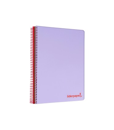 Cuaderno espiral liderpapel a5 micro wonder tapa plastico 120h 90g cuadro 5mm 5 bandas 6 taladros color violeta