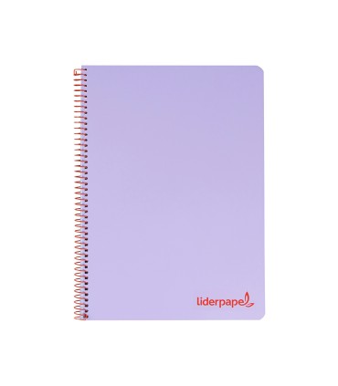 Cuaderno espiral liderpapel a5 micro wonder tapa plastico 120h 90g cuadro 5mm 5 bandas 6 taladros color violeta