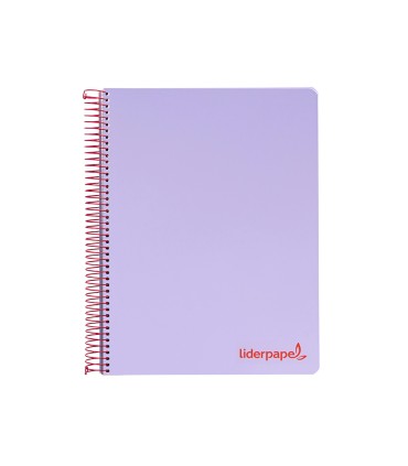 Cuaderno espiral liderpapel a5 micro wonder tapa plastico 120h 90g cuadro 5mm 5 bandas 6 taladros color violeta