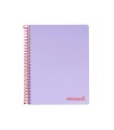 Cuaderno espiral liderpapel a5 micro wonder tapa plastico 120h 90g cuadro 5mm 5 bandas 6 taladros color violeta