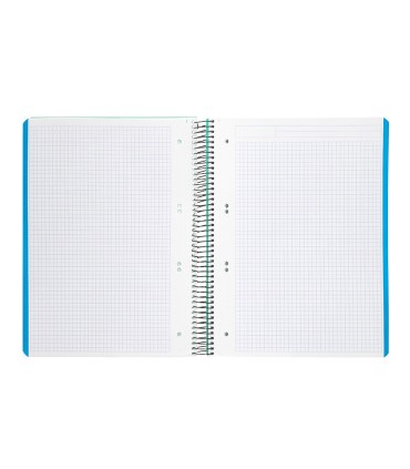 Cuaderno espiral liderpapel a5 micro wonder tapa plastico 120h 90g cuadro 5mm 5 bandas 6 taladros color verde