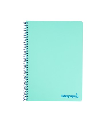 Cuaderno espiral liderpapel a5 micro wonder tapa plastico 120h 90g cuadro 5mm 5 bandas 6 taladros color verde