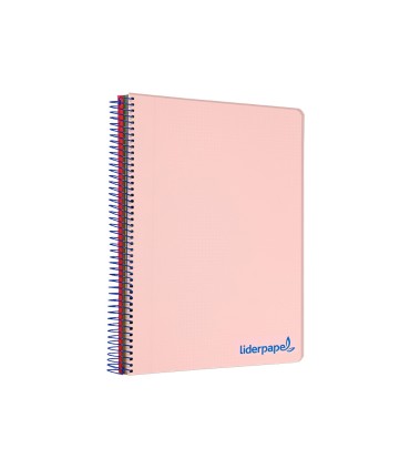 Cuaderno espiral liderpapel a5 micro wonder tapa plastico 120h 90g cuadro 5mm 5 bandas 6 taladros color rosa