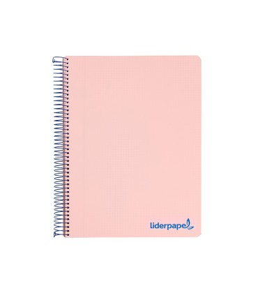 Cuaderno espiral liderpapel a5 micro wonder tapa plastico 120h 90g cuadro 5mm 5 bandas 6 taladros color rosa