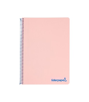 Cuaderno espiral liderpapel a5 micro wonder tapa plastico 120h 90g cuadro 5mm 5 bandas 6 taladros color rosa