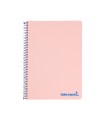 Cuaderno espiral liderpapel a5 micro wonder tapa plastico 120h 90g cuadro 5mm 5 bandas 6 taladros color rosa