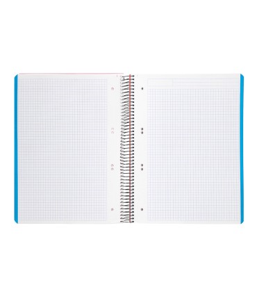 Cuaderno espiral liderpapel a5 micro wonder tapa plastico 120h 90g cuadro 5mm 5 bandas 6 taladros color naranja