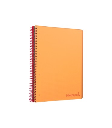 Cuaderno espiral liderpapel a5 micro wonder tapa plastico 120h 90g cuadro 5mm 5 bandas 6 taladros color naranja