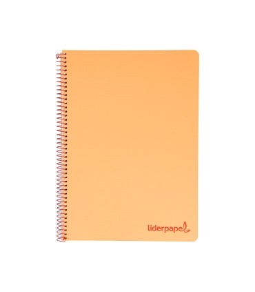 Cuaderno espiral liderpapel a5 micro wonder tapa plastico 120h 90g cuadro 5mm 5 bandas 6 taladros color naranja