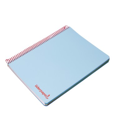 Cuaderno espiral liderpapel a5 micro wonder tapa plastico 120h 90g cuadro 5mm 5 bandas 6 taladros color celeste