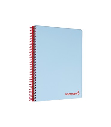 Cuaderno espiral liderpapel a5 micro wonder tapa plastico 120h 90g cuadro 5mm 5 bandas 6 taladros color celeste