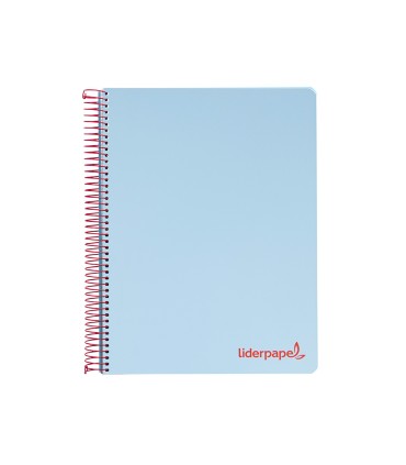 Cuaderno espiral liderpapel a5 micro wonder tapa plastico 120h 90g cuadro 5mm 5 bandas 6 taladros color celeste