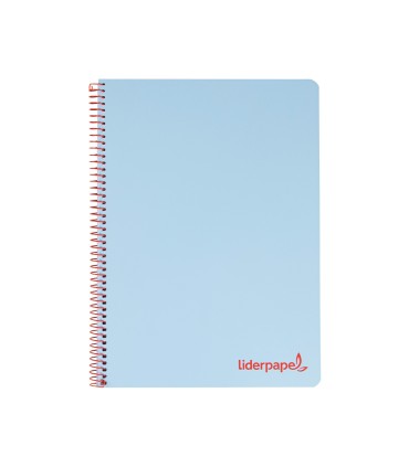 Cuaderno espiral liderpapel a5 micro wonder tapa plastico 120h 90g cuadro 5mm 5 bandas 6 taladros color celeste