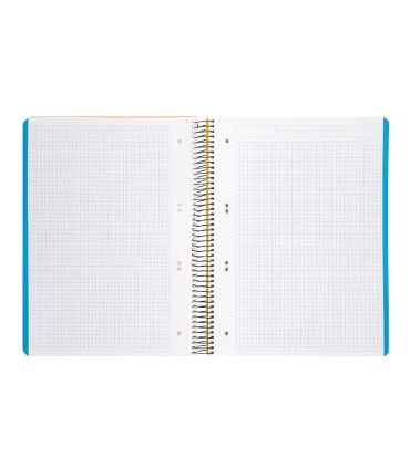 Cuaderno espiral liderpapel a5 micro wonder tapa plastico 120h 90g cuadro 5mm 5 bandas 6 taladros color amarillo