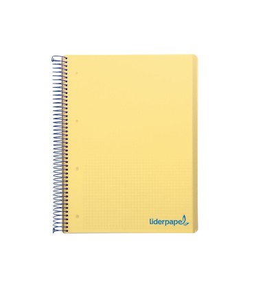 Cuaderno espiral liderpapel a5 micro wonder tapa plastico 120h 90g cuadro 5mm 5 bandas 6 taladros color amarillo