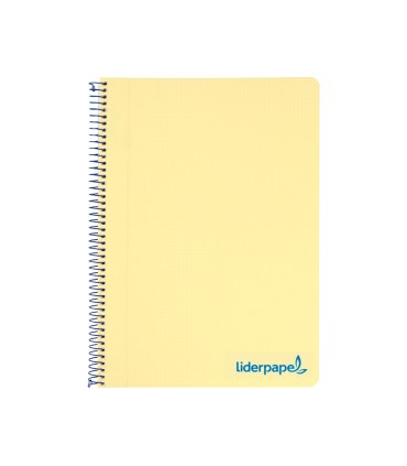 Cuaderno espiral liderpapel a5 micro wonder tapa plastico 120h 90g cuadro 5mm 5 bandas 6 taladros color amarillo