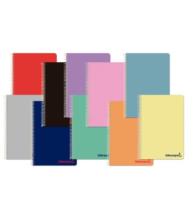 Cuaderno espiral liderpapel a5 wonder tapa plastico 80h 90g rayado n46 colores surtidos