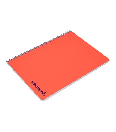 Cuaderno espiral liderpapel a4 wonder tapa plastico 80h 90gr cuadro 4mm con margen color rojo