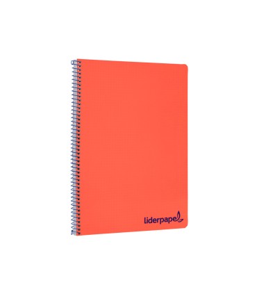 Cuaderno espiral liderpapel a4 wonder tapa plastico 80h 90gr cuadro 4mm con margen color rojo