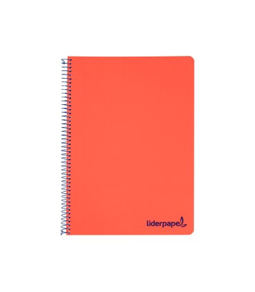 Cuaderno espiral liderpapel a4 wonder tapa plastico 80h 90gr cuadro 4mm con margen color rojo