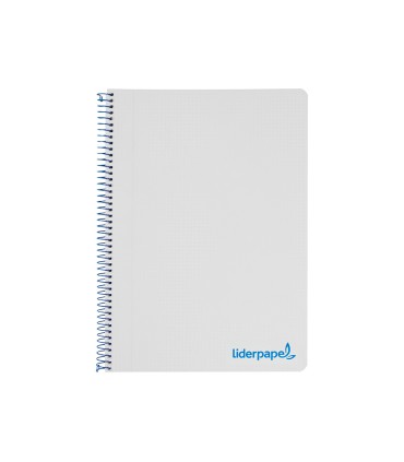 Cuaderno espiral liderpapel a4 wonder tapa plastico 80h 90gr cuadro 4mm con margen color gris