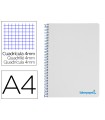 Cuaderno espiral liderpapel a4 wonder tapa plastico 80h 90gr cuadro 4mm con margen color gris