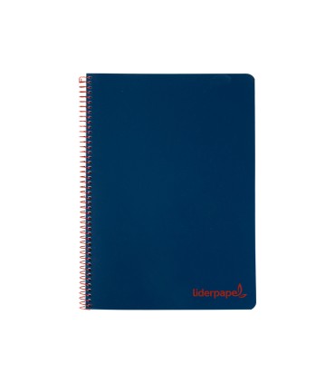 Cuaderno espiral liderpapel a4 wonder tapa plastico 80h 90gr cuadro 4mm con margen color azul marino