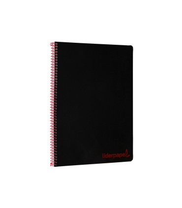 Cuaderno espiral liderpapel a4 wonder tapa plastico 80h 90gr cuadro 4mm con margen color negro