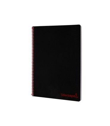 Cuaderno espiral liderpapel a4 wonder tapa plastico 80h 90gr cuadro 4mm con margen color negro